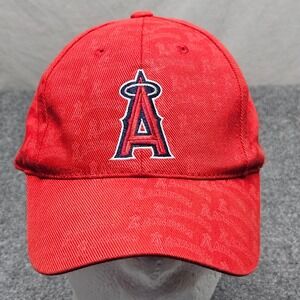 Anaheim Angels Hat OSFA Red All Over Logo Print MLB Baseball Cap Streetwear